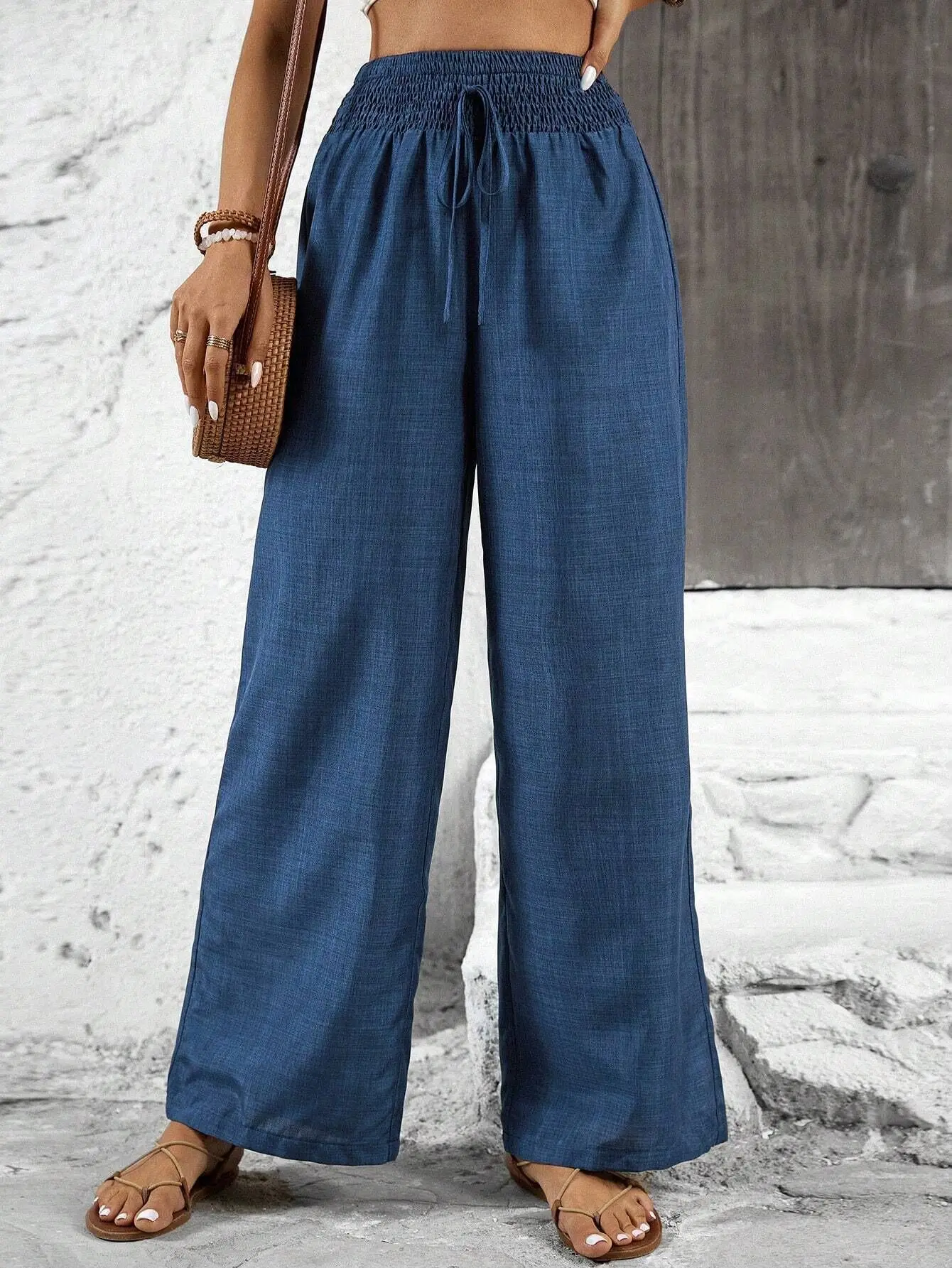 Women High Waist Straight Pants Vintage Casual Wide Leg Pants Slim Flattering Loose Trousers Minimalist Office Long Pants