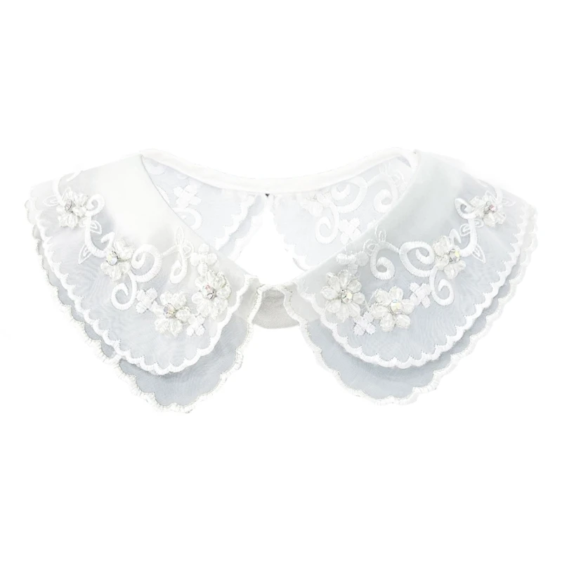 Elegant False Collar with Embroidered Soft Comfortable Fabric for Various Social Clothing Accessory