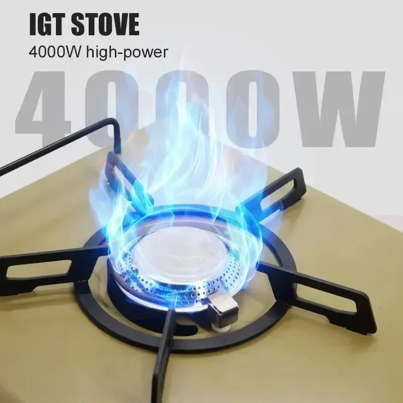 Folding Portable Gas Burner WESTTUNE Camping IGT Stove 4000W High Power Gas Stove Compatible with IGT Table for Outdoor Cooking