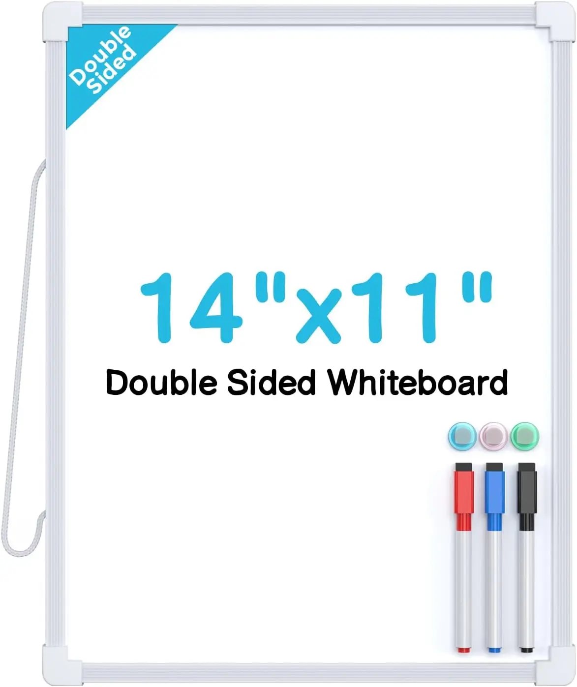 

14x11 Double Sided Whiteboard, Hanging Dry Erase Board with Markers & Magnets, Portable for Home Office School