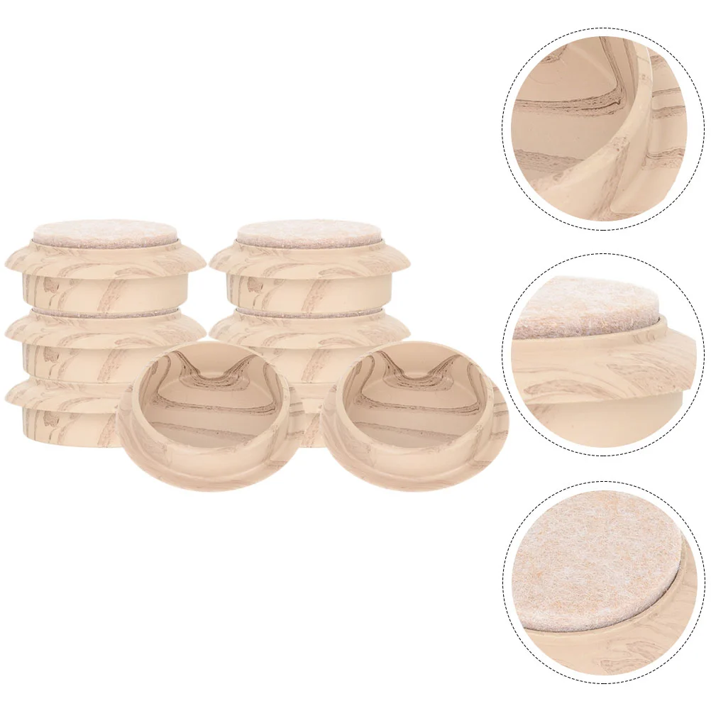 Non- Bed Leg Pads Wood Grain Foot Casters Household Furniture Cups Compact Coasters Light Brown Plastic