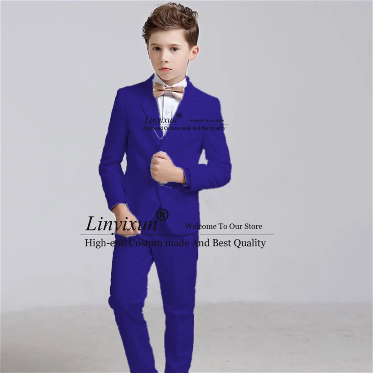 White Boy Suits for Wedding Black Notched Lapel Slim Fit Child Groom Tuxedos 2 Pieces Sets Costume Homme Mariage Kids Blazers