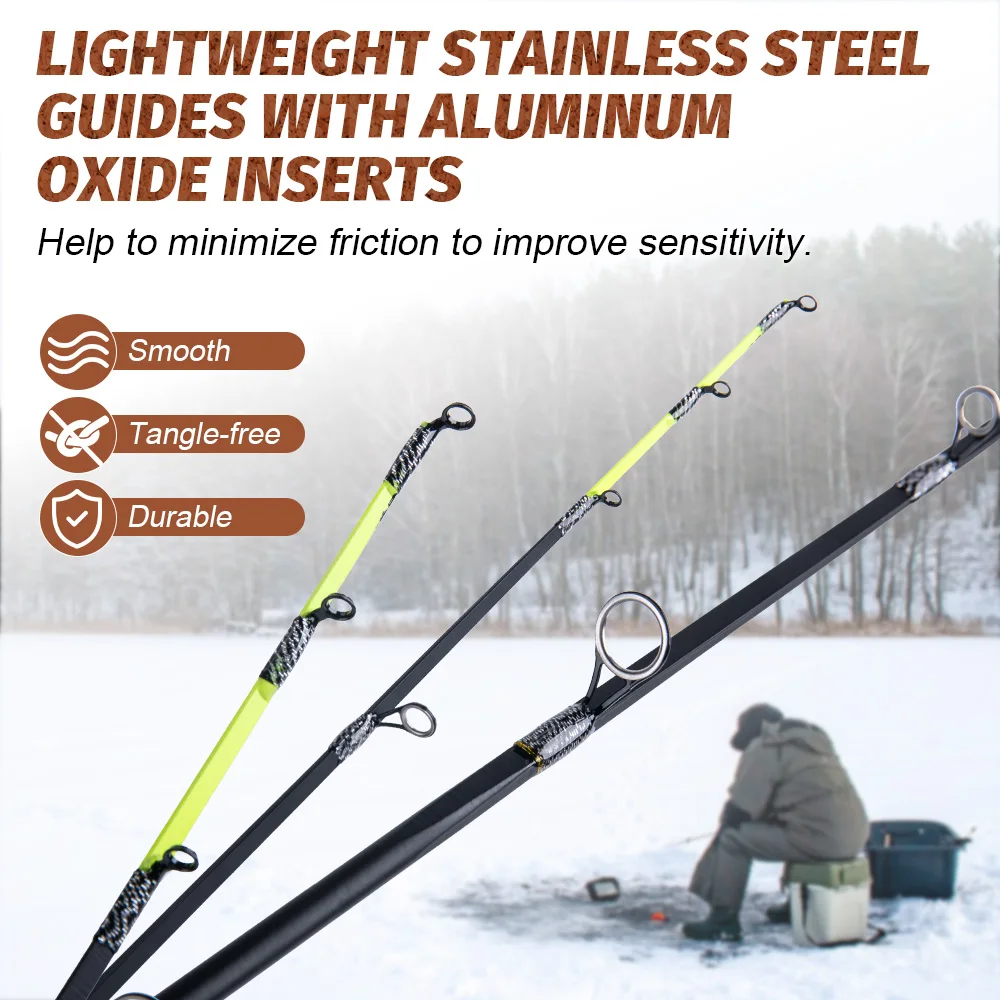 

Goture 50 см, 2 секции, удочка для зимней удочки, сверхлегкая и прочная металлическая рыболовная катушка с наконечником удочки, зимняя легко носить с собой удочка для зимней удочки