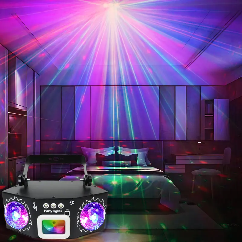 

LED Double Headed Disco Ball Light for Stage OK Card Laser Effect for Birthday Wedding Children's Room Party Audience Lighting