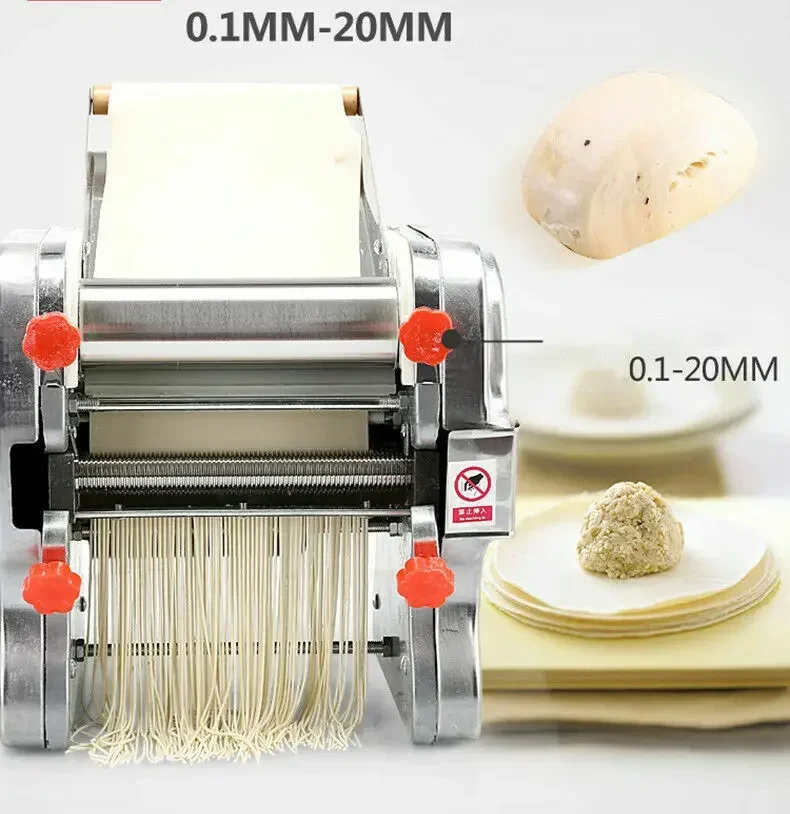 

Commercial 550W Electric Noodle Maker Full Stainless Steel Pasta Machine Dual Knife Dumpling Skin Roller