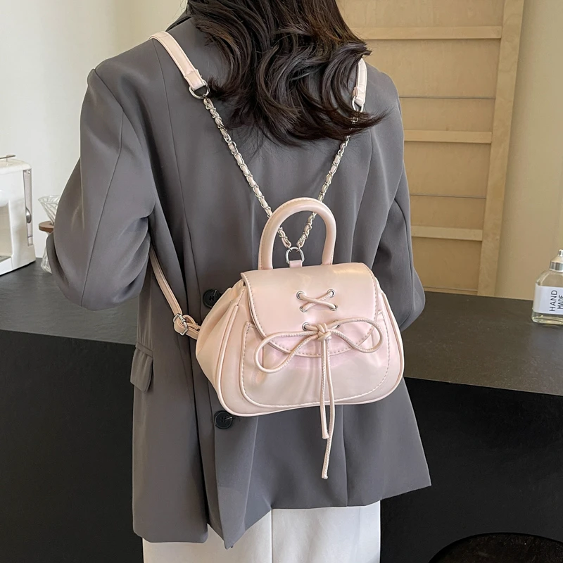 

Новый дизайн, модная женская маленькая сумка через плечо с верхней ручкой, милый кожаный женский рюкзак с цепочкой и ремешком, кошелек через плечо