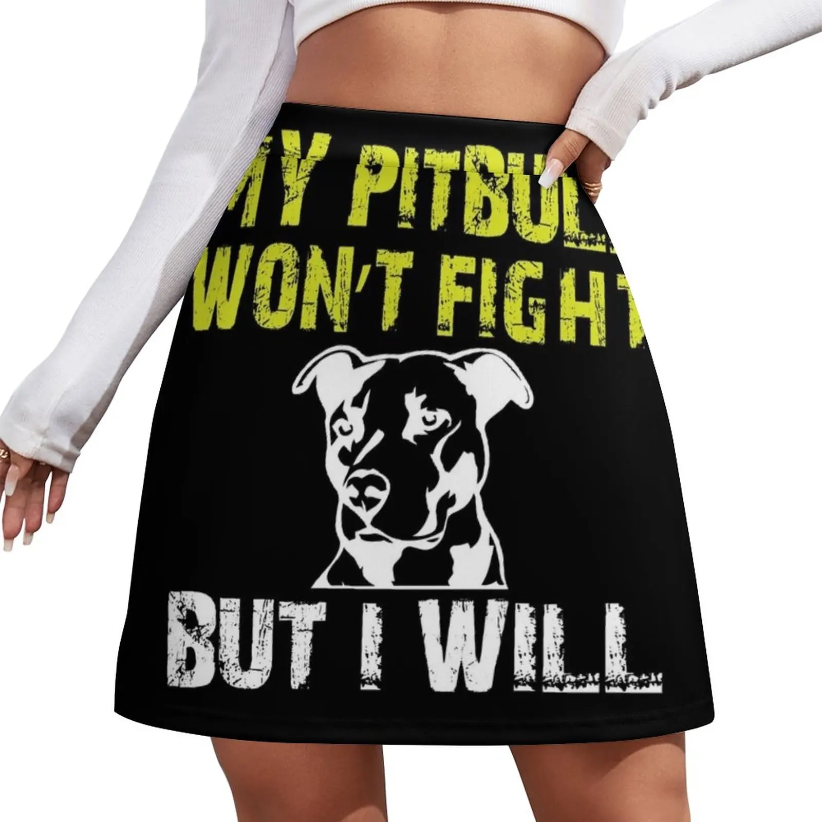 

My Pitbull Won't Fight But I Will Mini Skirt Skirt satin Summer dress