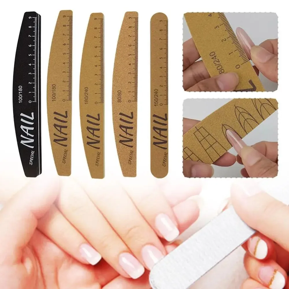 

Набор из 5 многоразовых двусторонних пилочек для ногтей, моющиеся, профессиональные, с линейкой, для маникюра