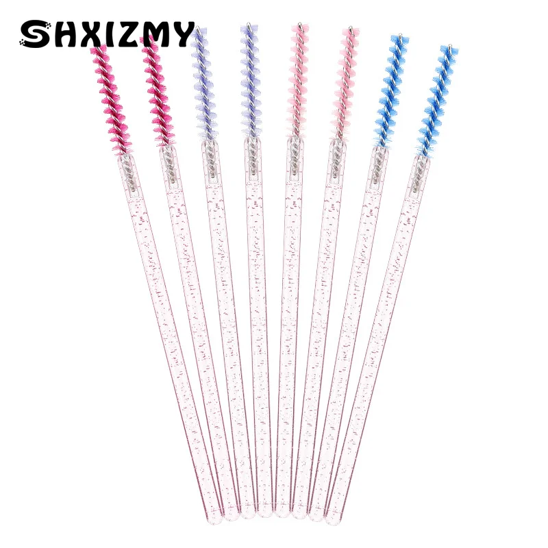 50 Stuks Wimperverlenging Regenboog Crystal Mascara Applicator Spoolers Wimpers Cosmetische Borstels Set Make-Up Tool