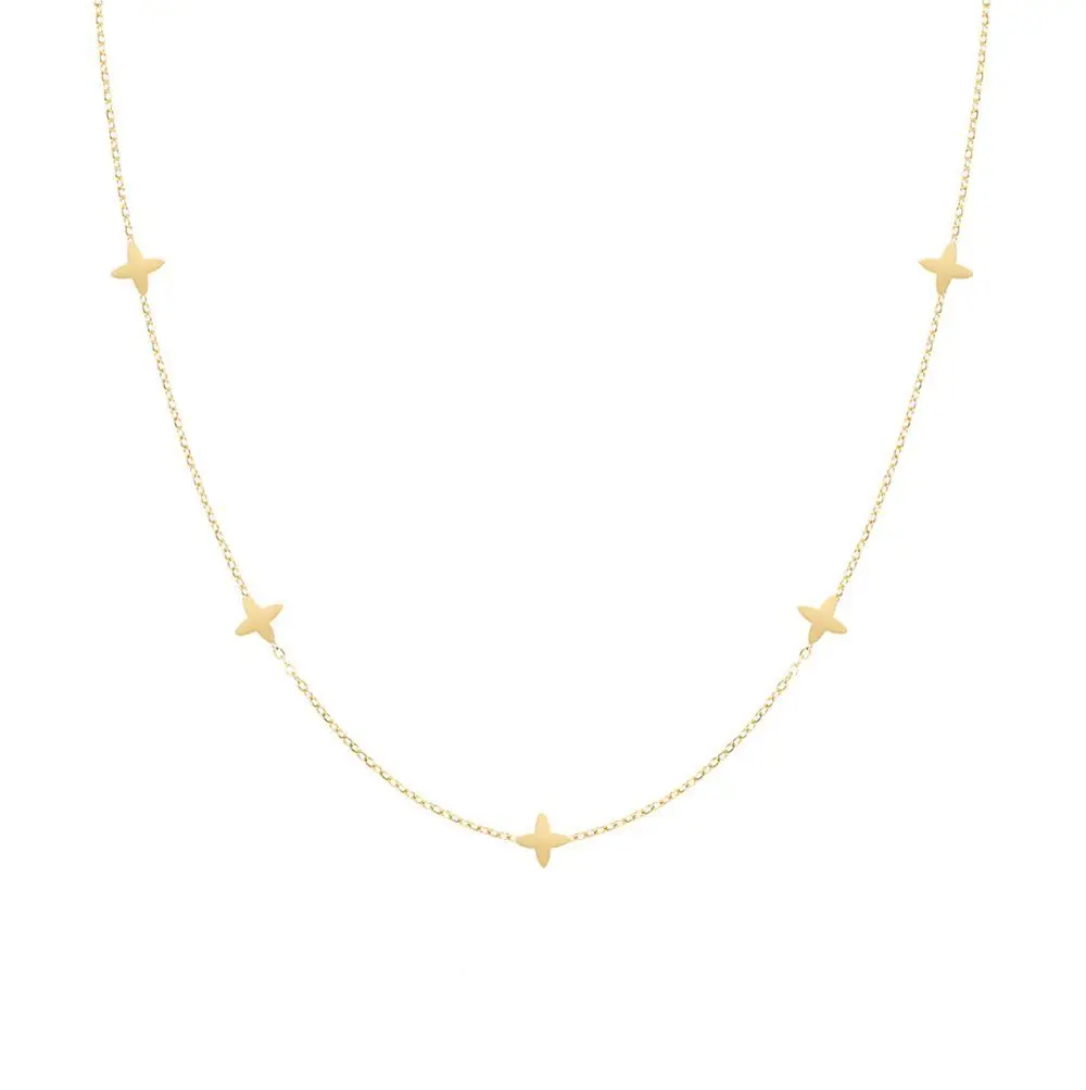 Stack Simple Flowers Stainless Steel Gold Color Necklace for Women 18K PVD Plated Chic Jewelry