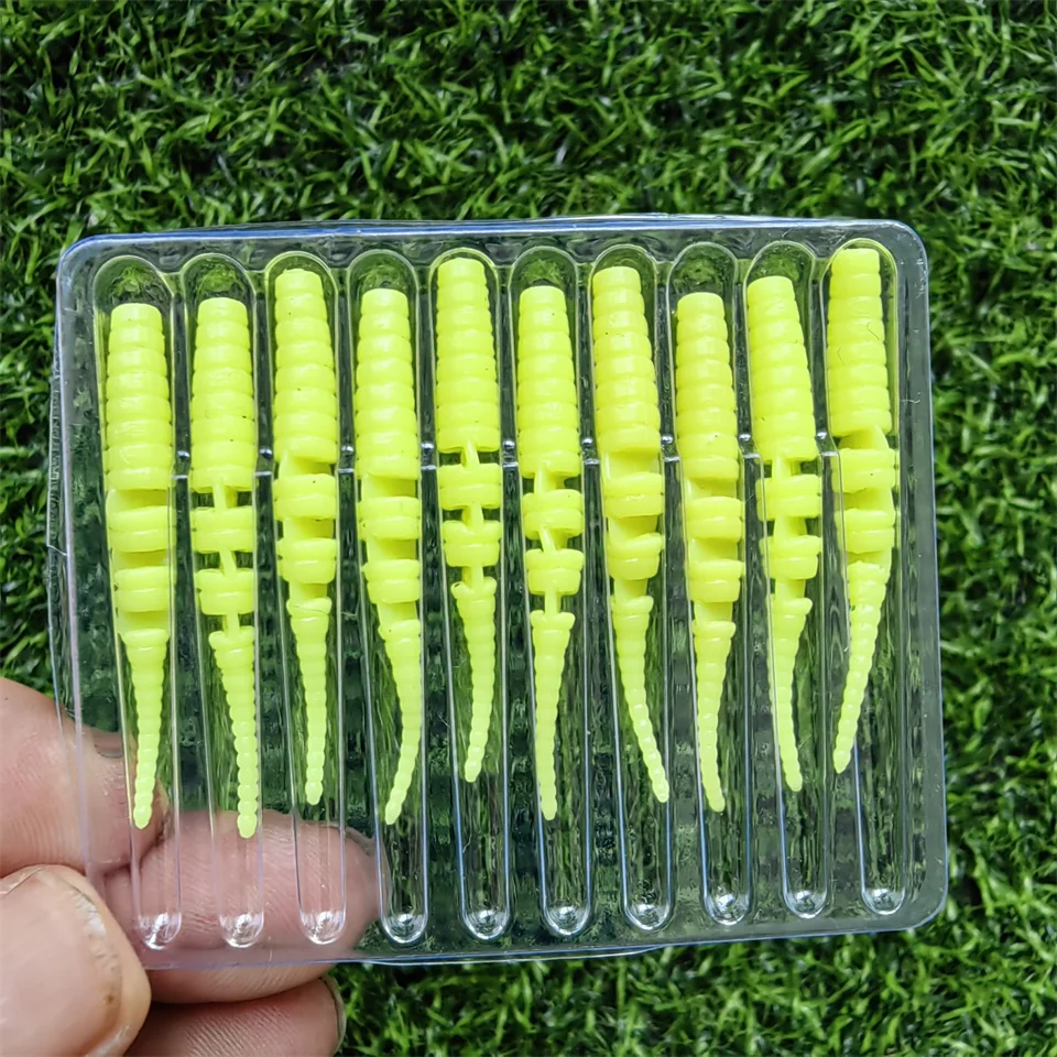 MUKUN 10PCS TPE Mini Soft Fishing Lure Silicone Bait 0.3g/40mm Artificial Swimbait Jig Wobbler Bass Bait Fishing Tackle