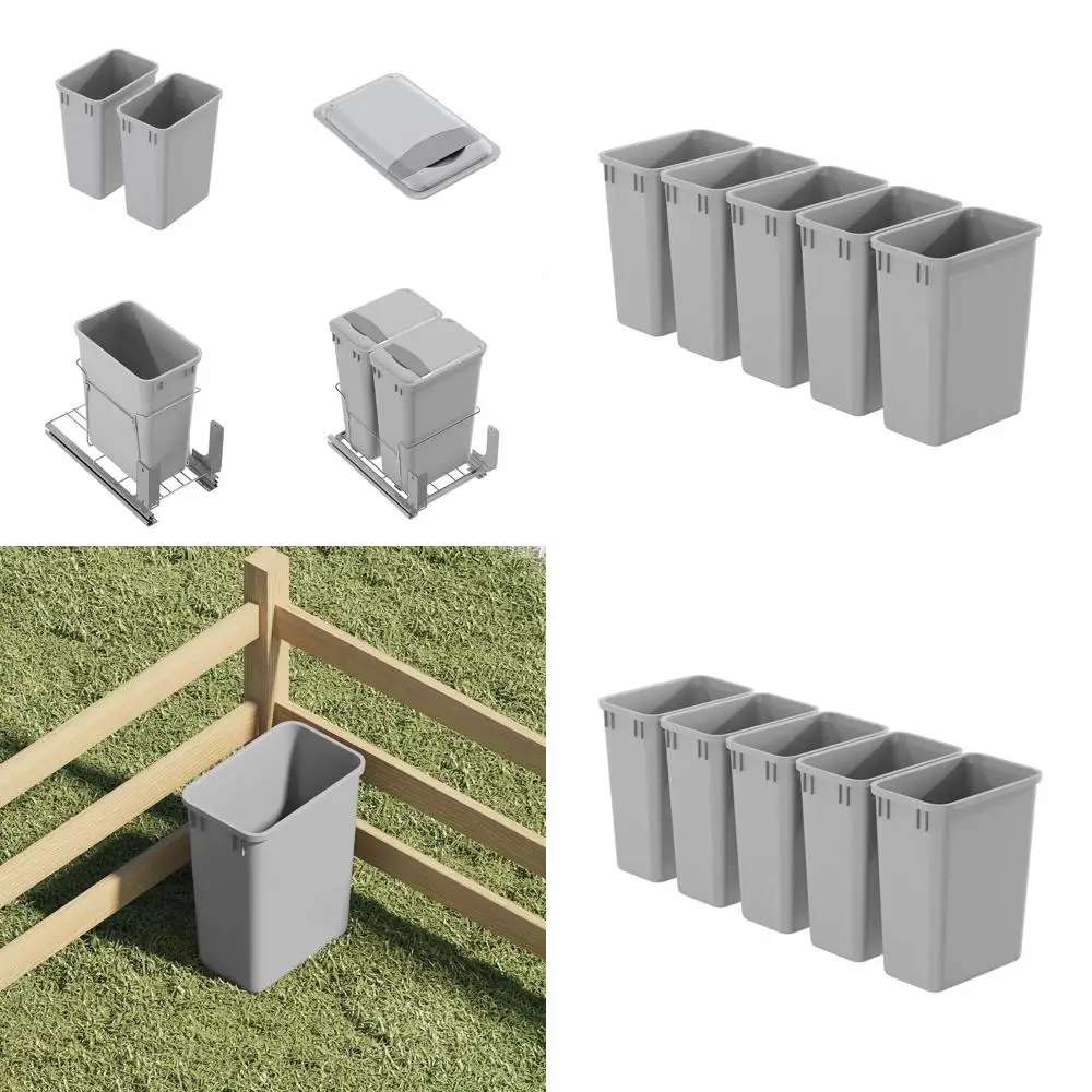 

Набор из 5 штабелируемых мусорных баков объемом 35 квартов (9 галлонов), пластиковые, идеально подходят для кухни, ванной комнаты или офиса, под раковину/стол - серые