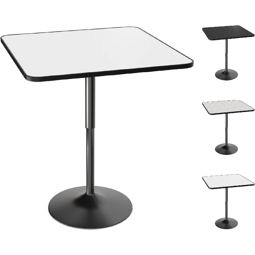 

Bar Table Square Cocktail Table with Metal Base, Height Adjustable Bistro Table for Kitchen Island Bar Counter