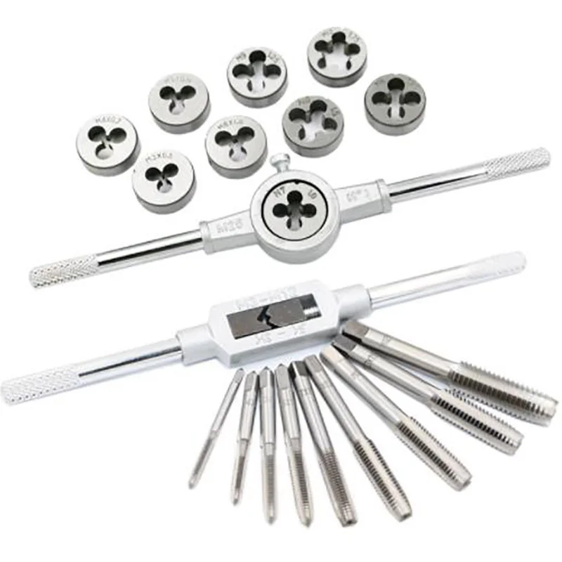 20pcs Metric Tap Die Set Alloy Steel M3-M12 Male Thread Screw Threading Tool Metric Screw Die Adjustable Plug Taps Hand Tools