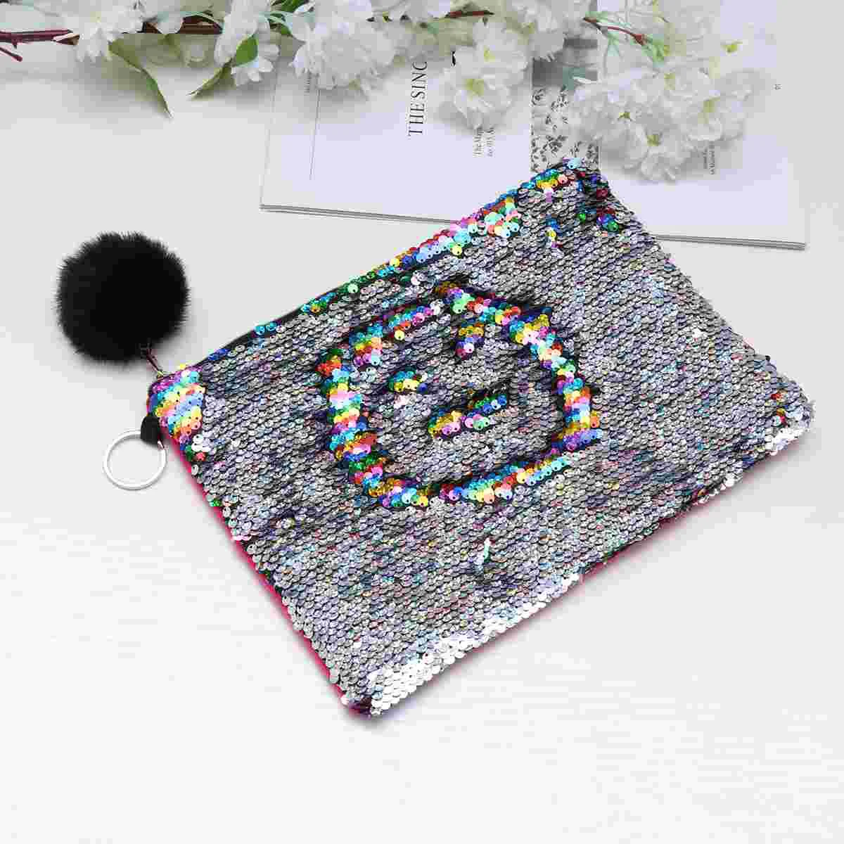 Mermaid Pencil Bags Lady Makeup for Women Coin Purse Supplies Sequined Case Miss