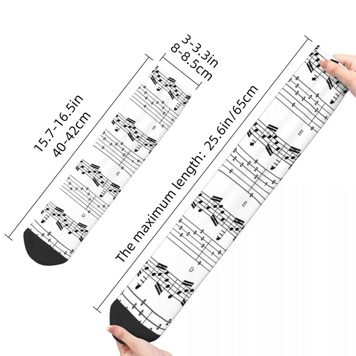 Funny Happy Men\'s Socks Music Notes Retro Harajuku Street Style Novelty Casual Crew Crazy Sock Gift Pattern Printed