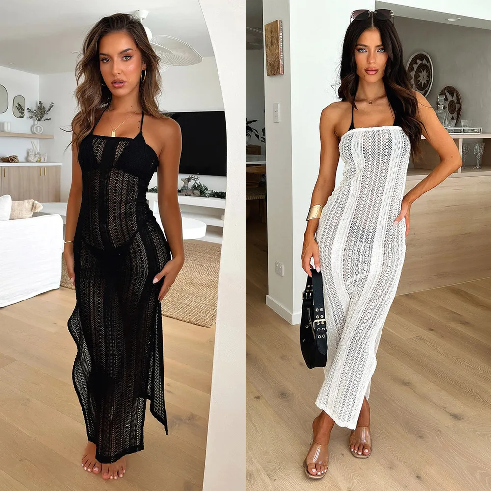 

Summer European And American Women's Clothing New Fashionable And Sexy Perspective Lace Dress Chest Wrap Hip Skirt
