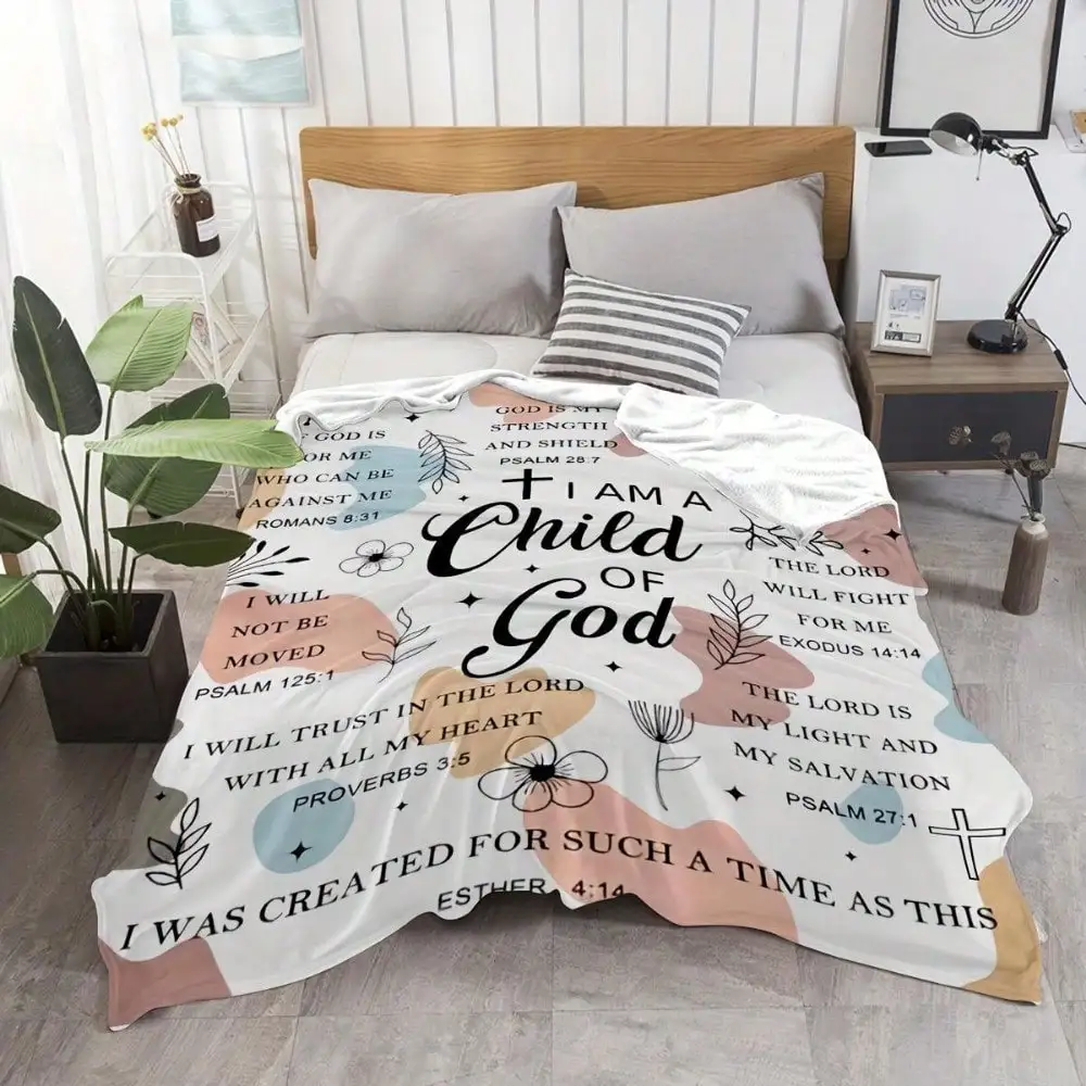 60*80inch I'm God's Child Throw Blanket Printed Flannel Blanket - Soft,warm,multipurpose Shawl for Office Home Great As A Gift