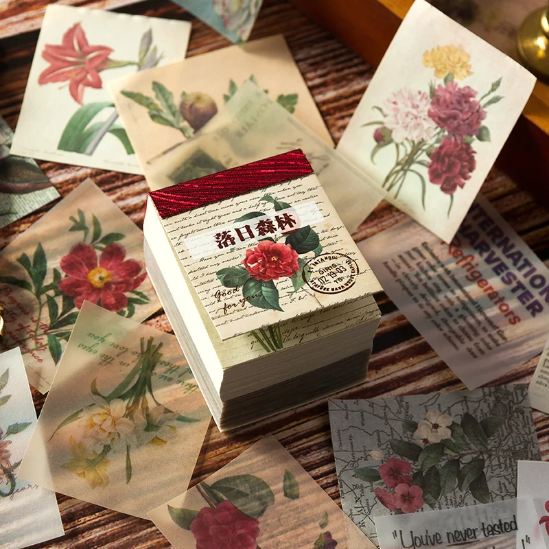 400pcs Vintage Plant Classic Movie Material Paper Memo Pad Decorative Background Paper Diary Album Lable Junk Journal Planner