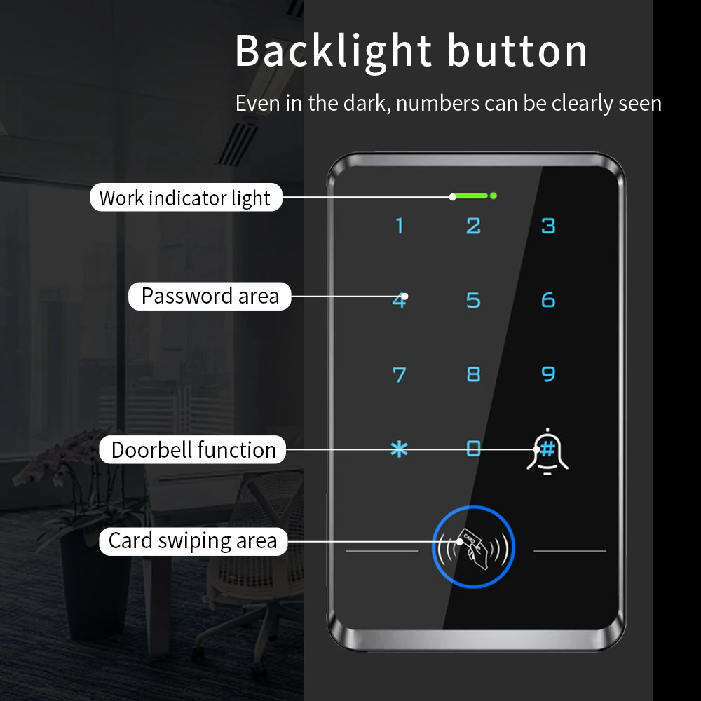 Sistema de Control de Acceso RFID, juego de cerradura eléctrica para el hogar, al aire libre entrada segura, cerraduras electrónicas de desbloqueo,