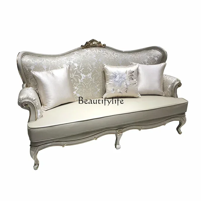 

ls 35French sofa, European fabric, luxury living room small apartment solid wood carving flower sofa