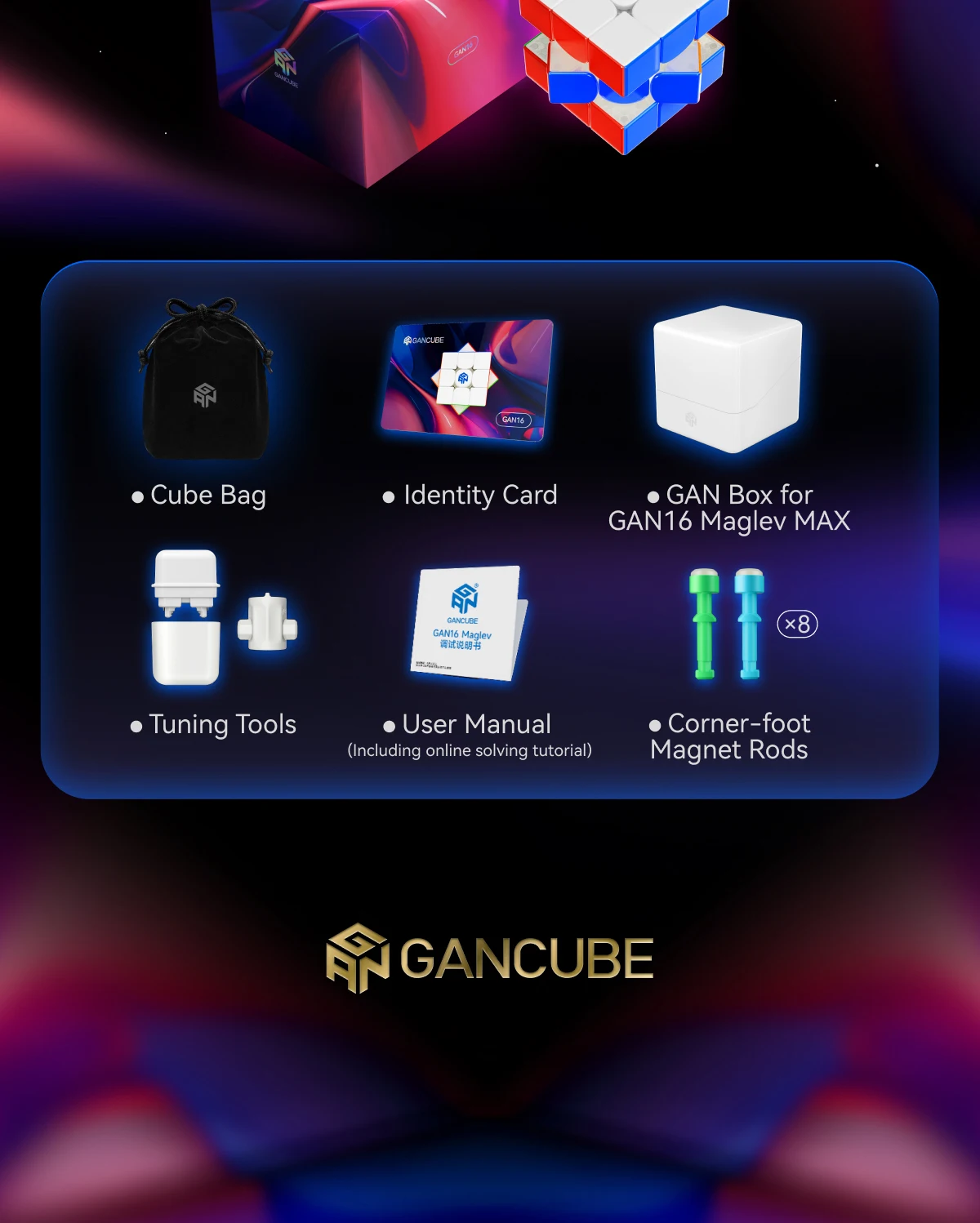 GAN 16 Maglev Cube 3x3x3 Magnetic Cube  Neuester GAN16 Maglev Cube 3x3 Cube 3x3x3 Magnetischer Cube Professioneller magnetischer Magic Speed Cube Magico Puzzle Cube GAN 16 Cube