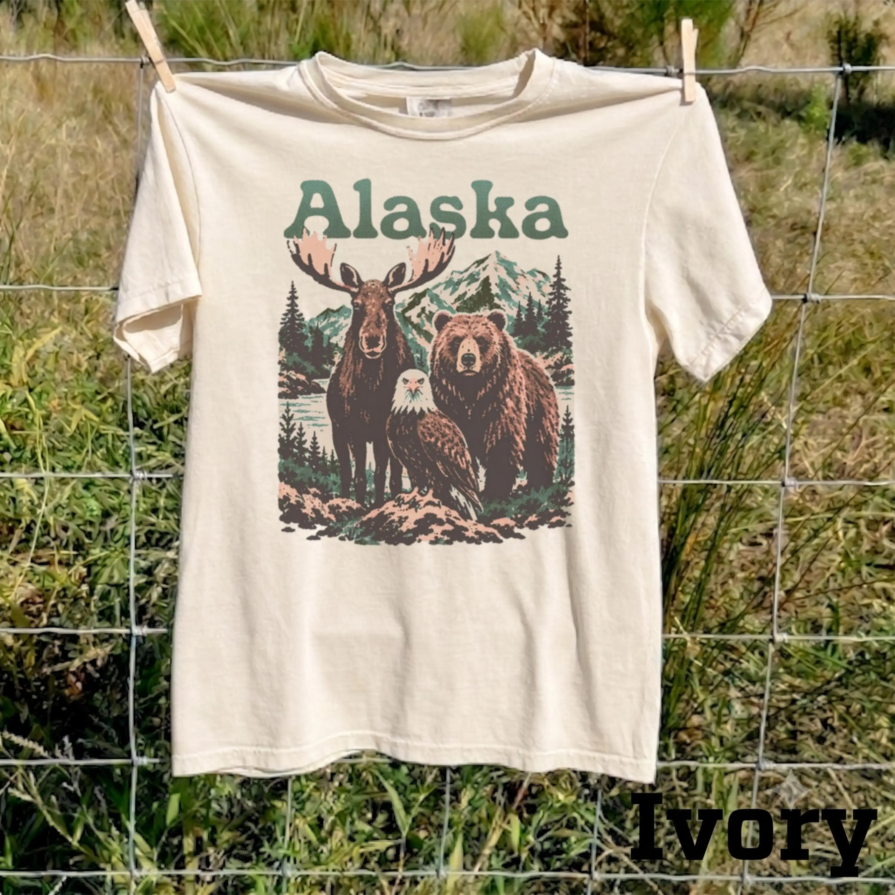 Vintage Vintage Alaska Wildlife Shirt, Retro Moose And Bear Tee, Outdoorsy Nature, Mountain Hiker Top, Granola Girl Souvenir Gift - Aliexpress Deal