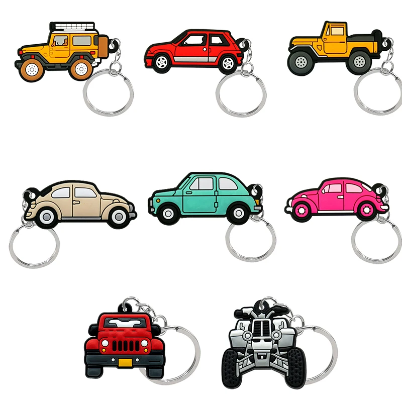 6/8PCS Set 1 Each Color Car Keychain Accessories Classic Style Keyring Souvenir fit Car Key Pendant Kids Friends Birthday Gift