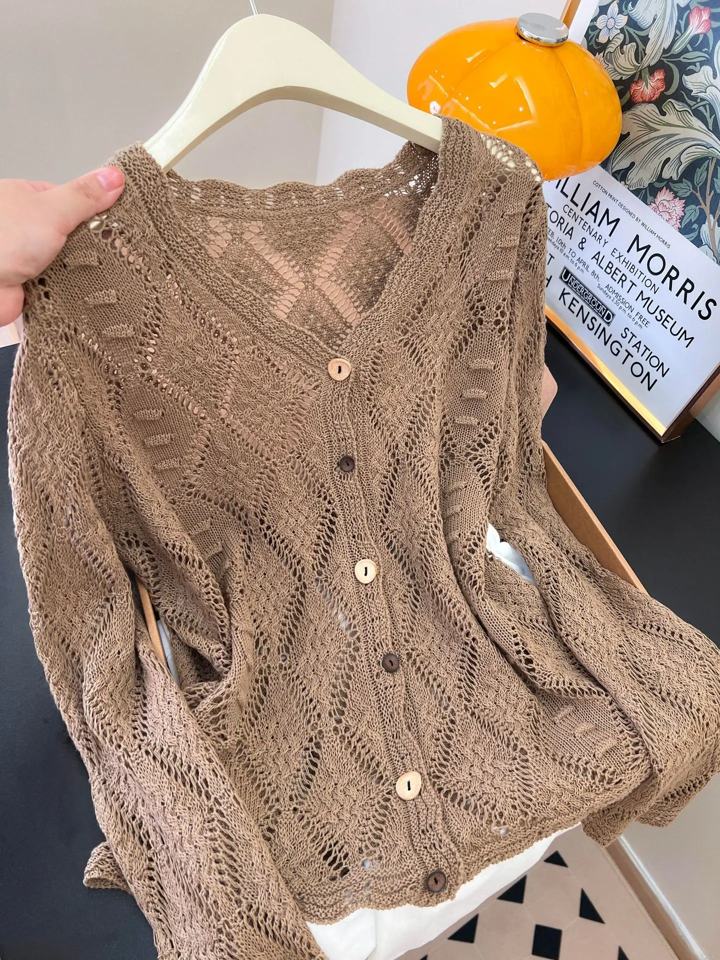 

Богемный вязаный крючком полый вязаный кардиган с v-образным вырезом для женщин, осень 202, с длинными рукавами, солнцезащитный пляжный кардиган, вязаные свободные топы