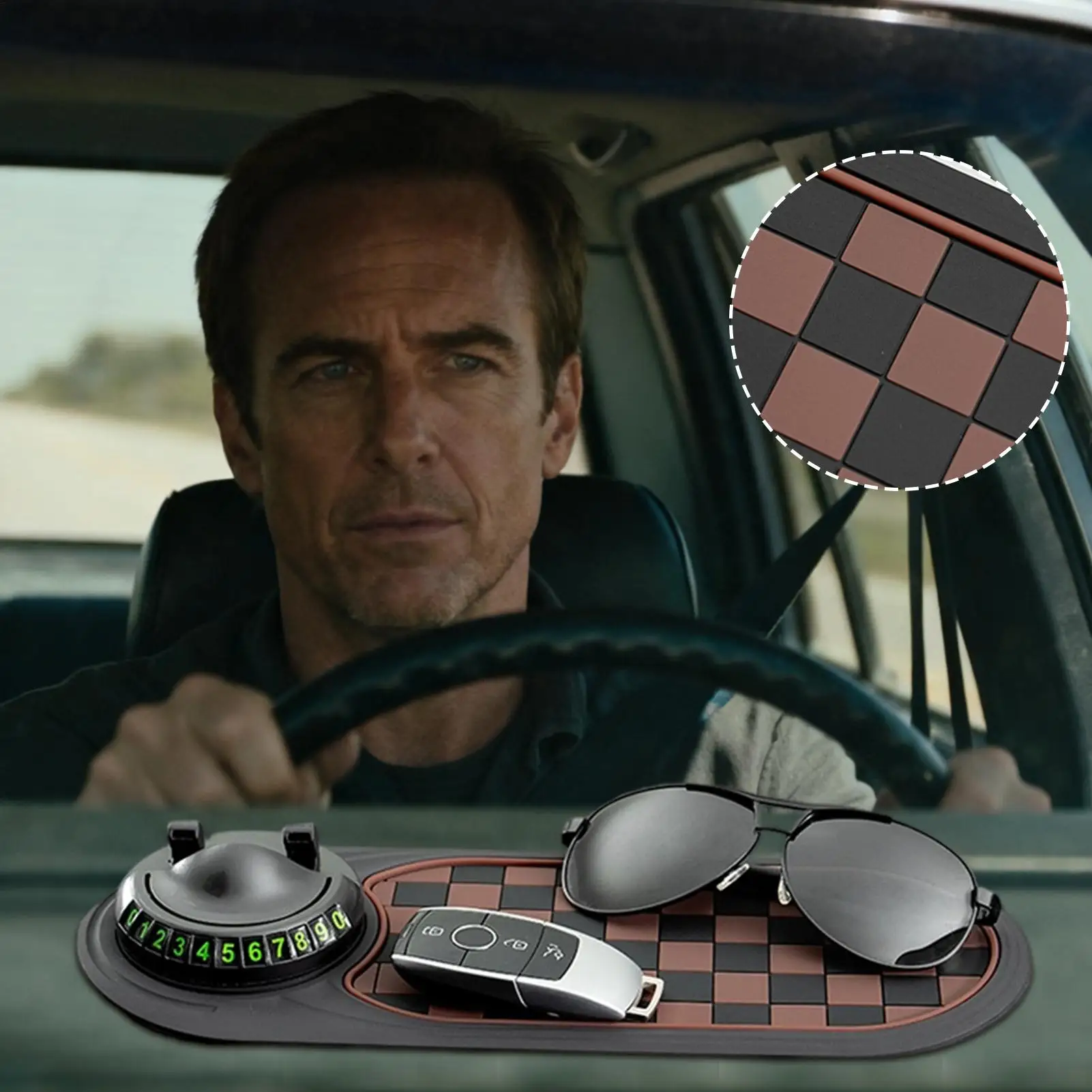 

Противоскользящий коврик для органайзера автомобиля, коврик-поднос, подставка для телефона с парковочным номером для приборной панели автомобиля, интерьер автомобиля, навигация грузовика