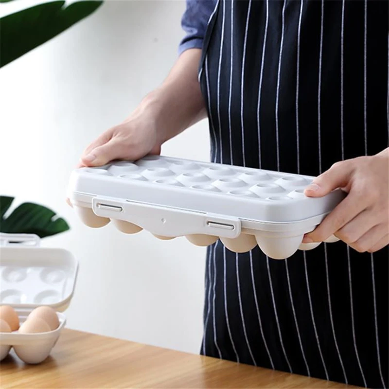 Egg Tray Holder Egg Storage Box Refrigerator Crisper Storage Container Camping Picnic BBQ ShockProof Egg Holder Box Organization