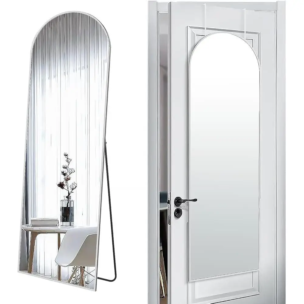 Full Length Mirror Arch Metal Frame Wall Mounted Door Hanging Dressing Mirror Bedroom Bathroom Living Room Easy Install