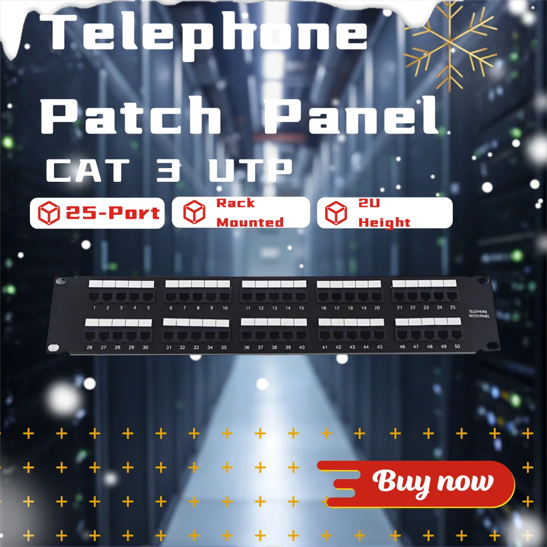 50-Port Modular Voice Patch Panel | 2U 19-Inch Rack Mount | RJ11 Ports for Telephone System & Data Center Cabling