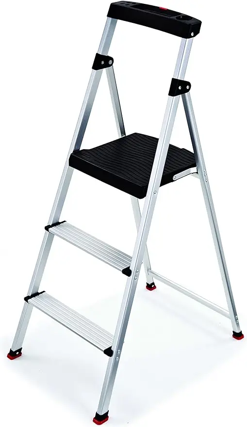  RMA-3 3-Step Lightweight Aluminum Step Stool with Project Top 225-pound Capacity Silver