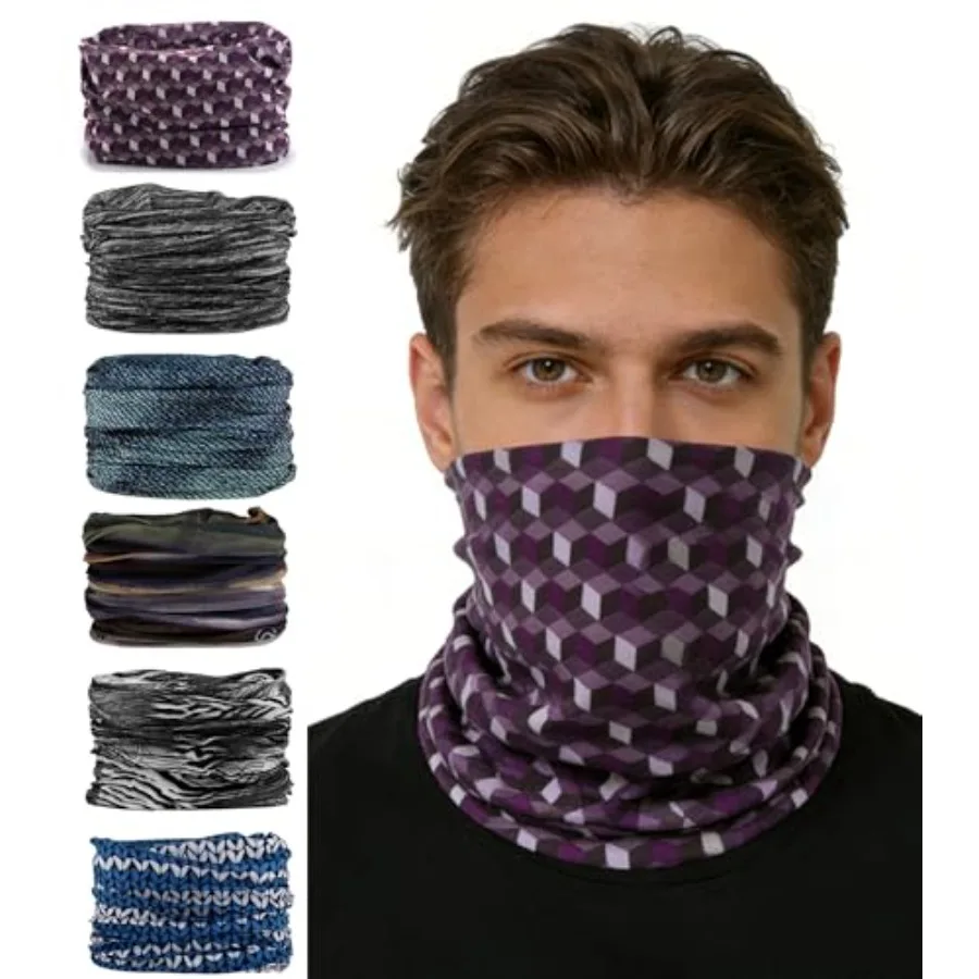 

KINREE Neck Gaiter 6 Pack, Multifunctional Headwear UV Protection Breathable Headband Face Mask for Men Women Outdoor Sports