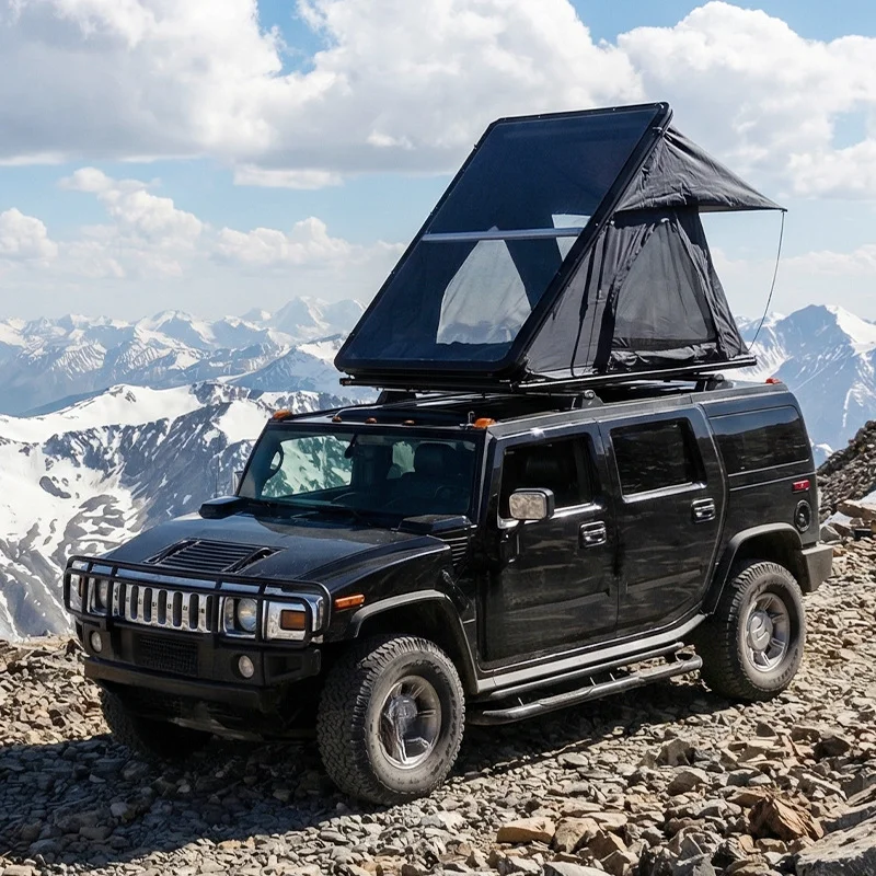 High Quality Custom Triangle Lightweight Hard Shell Rooftop Tent For 1-3 Person SUV Travel Camping
