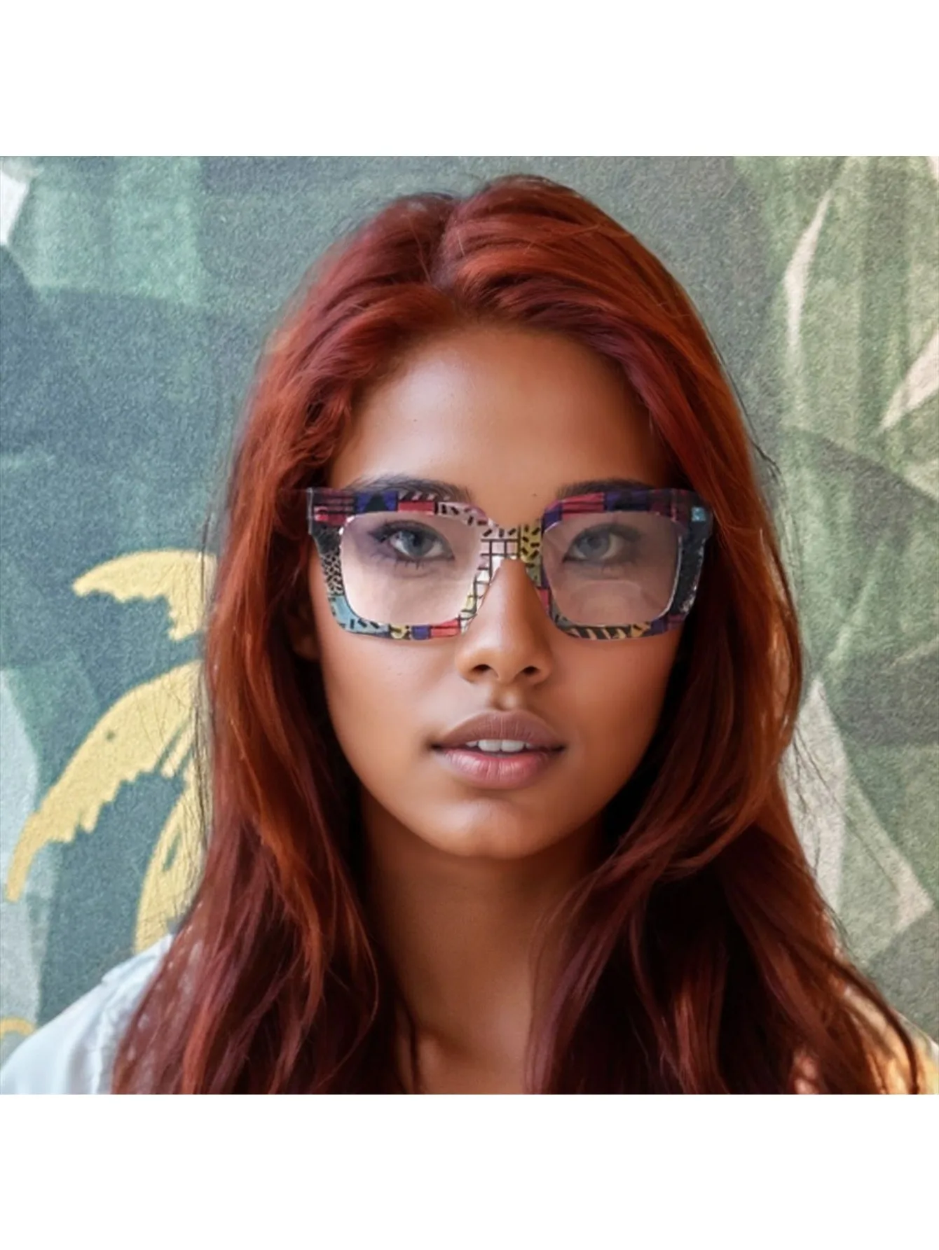 Modische, bunte Streifen-Übergröße-Brille, stilvolle Markendesign-Brille, personalisiertes quadratisches Dekor, schicker Rahmen für Damen – Detail 2