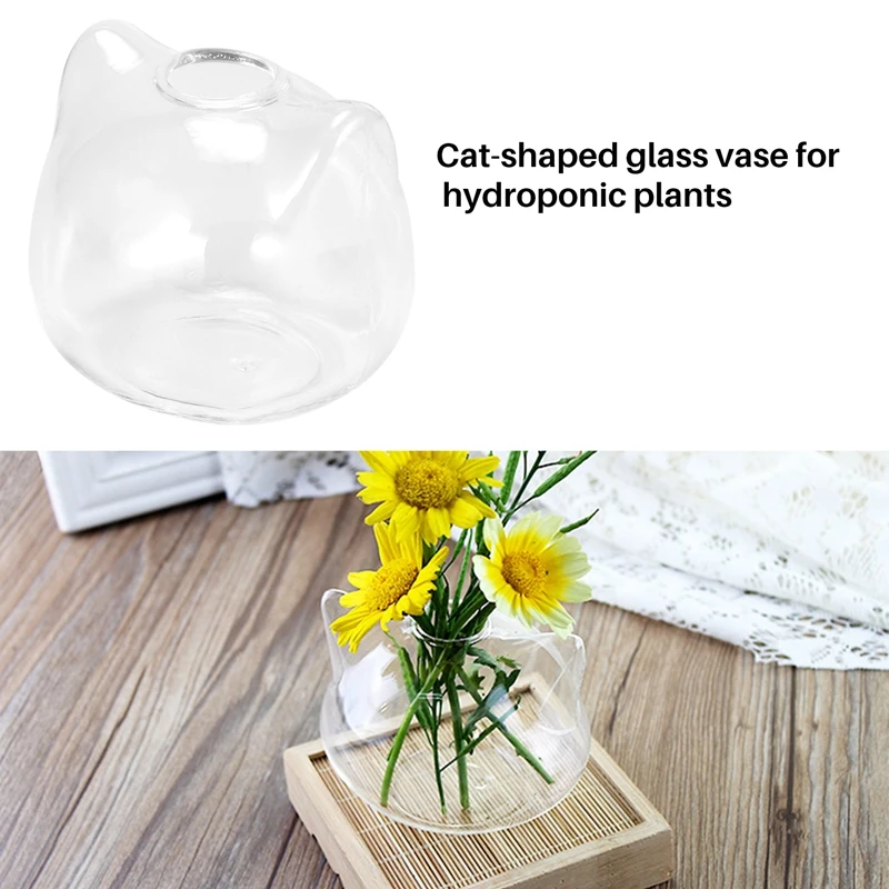 Vaso di vetro a forma di gatto Pianta idroponica Vaso di fiori Terrario Contenitore Vaso Decor Regalo d'arte