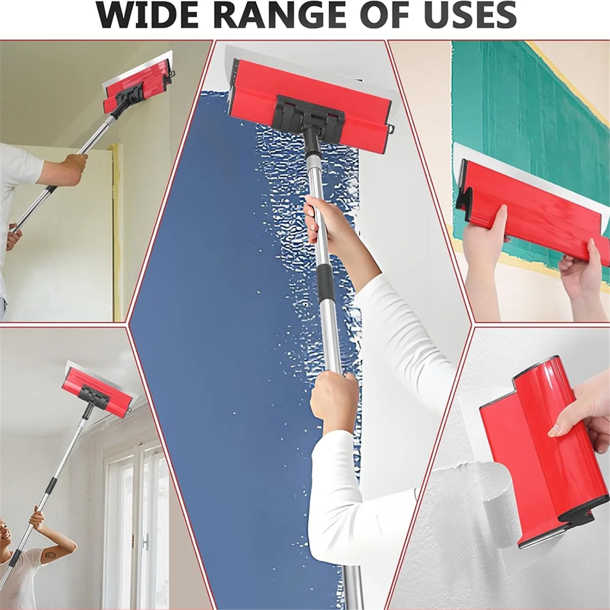 Juego de cuchillas para desnatar paneles de yeso A002, cuchillas de acero inoxidable de 10 pulgadas y 16 pulgadas + poste extensible de 34-81,6 pulgadas para alisar cuchillos para paneles de yeso
