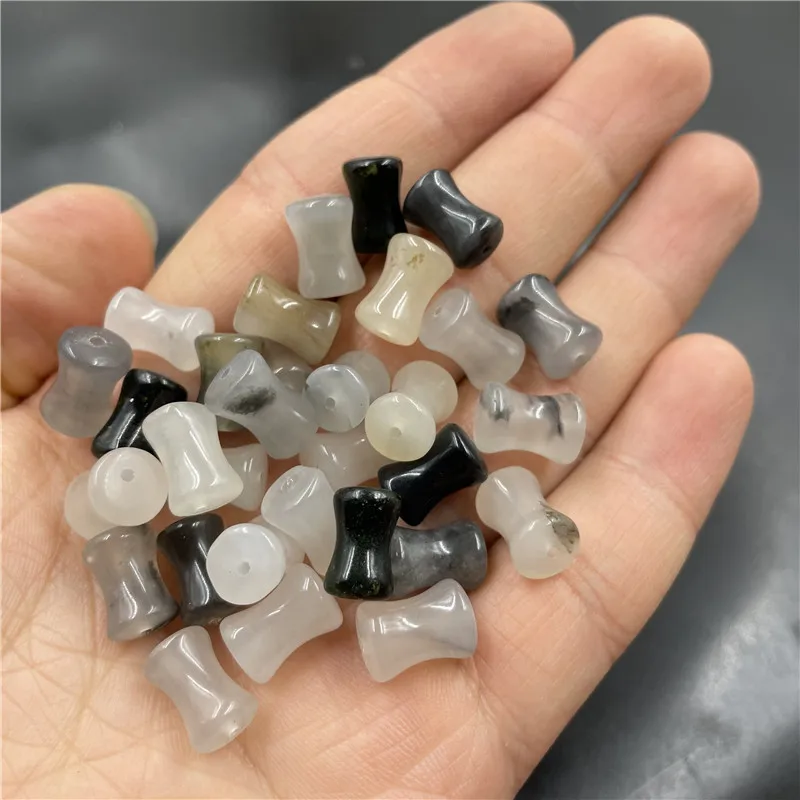 Cheap Jade DIYJewelry Accessories Black and White Blue and White Jade Bamboo Festival Loose Beads Loose Batch of High-Cut Beads