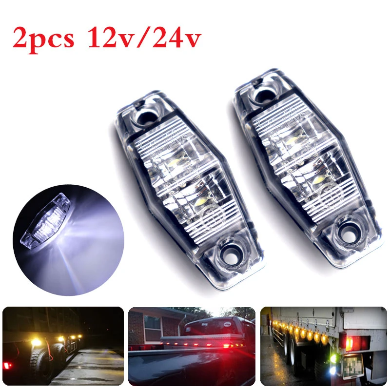 2pcs 12v/24v White Signal Lamp For Auto Led Caravan Car Side Marker Lights Parking Trailer Truck Clearance Lights Travel Trailer