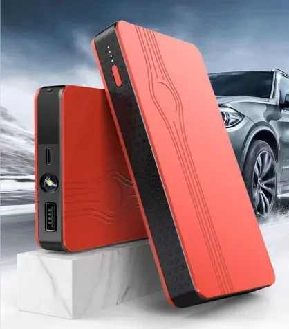 Red 1pc Portable Car Battery Jump Starter, 12V 600A Car Emergency Starting Power Supply Device For 12V Cars Power Bank Case For