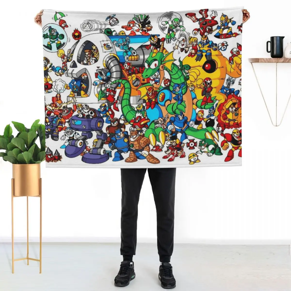 Mega Man and all of his enemies Throw Blanket For Decorative Sofa Decoratives Softest Stuffeds for sofa Luxury Thicken Blankets