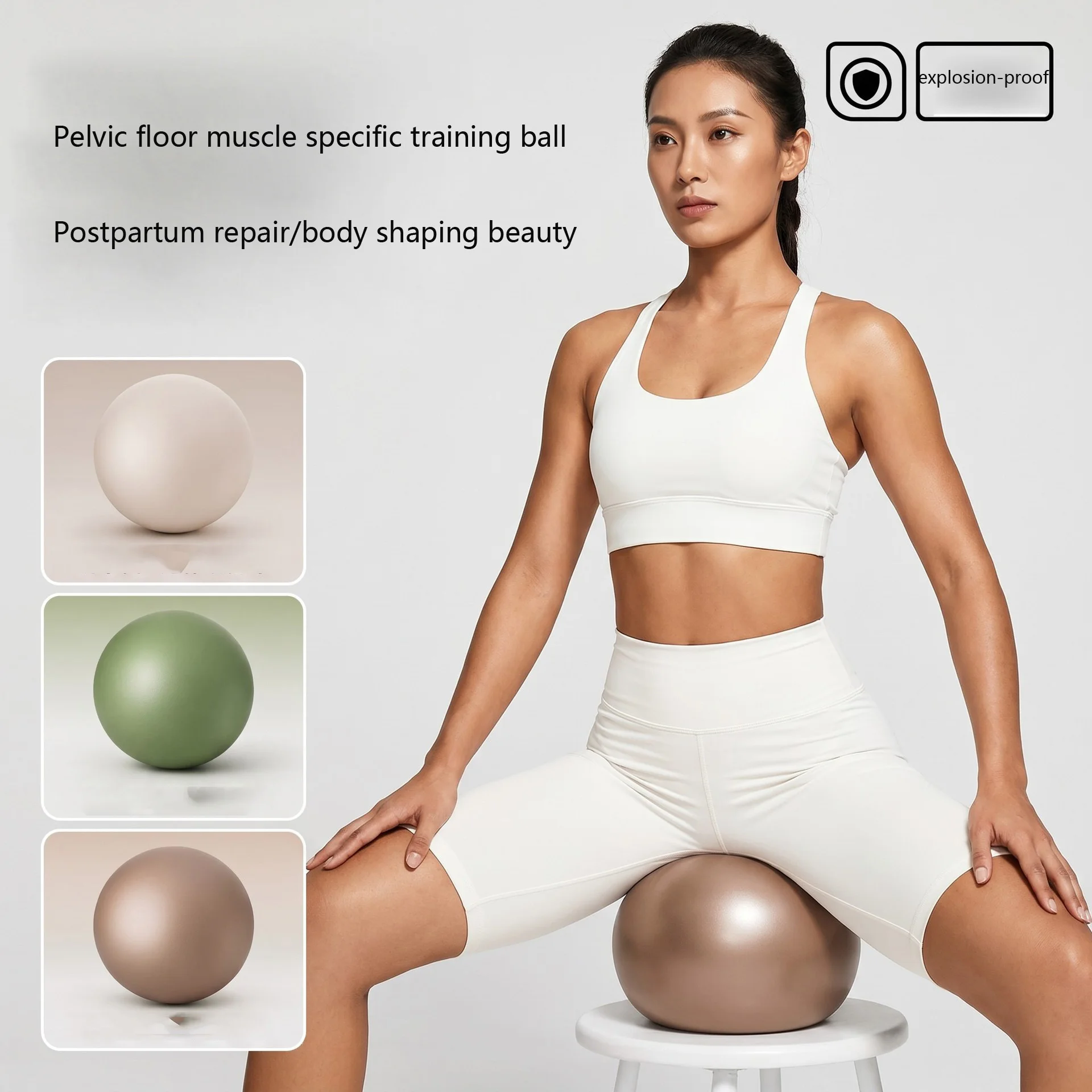 Bola de Yoga e Fitness para Mulheres, Tipo Reforçado, Antiexplosão, Diâmetro de 22 cm, Bola de Pilates para Exercícios e Ginástica