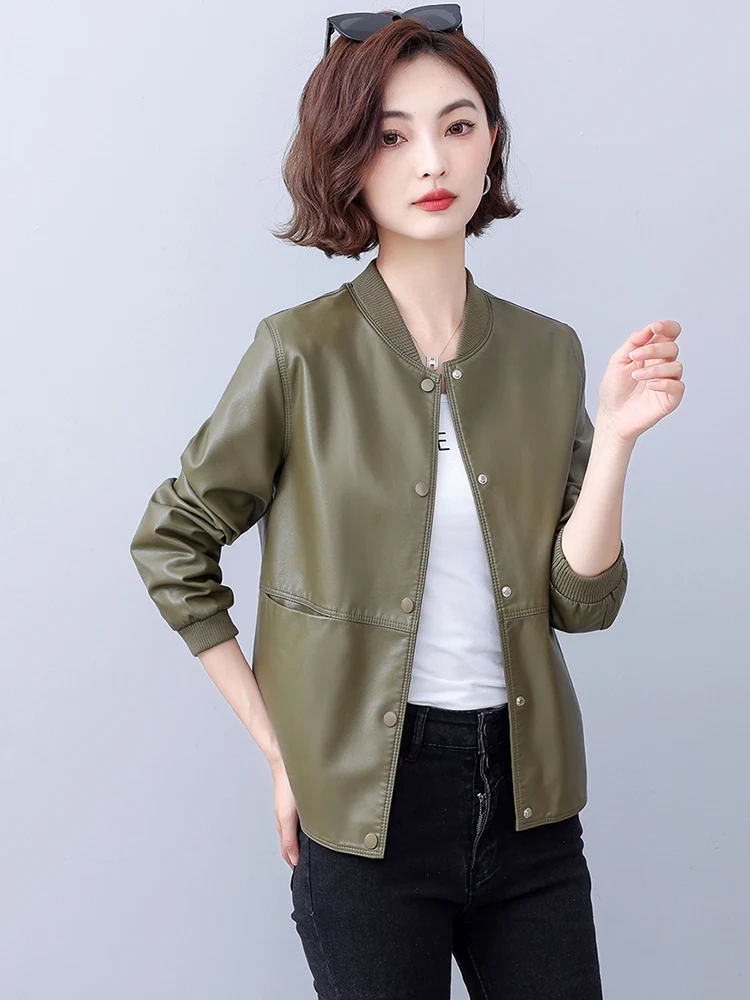 本革またはジャケット女性用韓国カジュアルシープスキンコート秋の新作通勤風スリムフィット