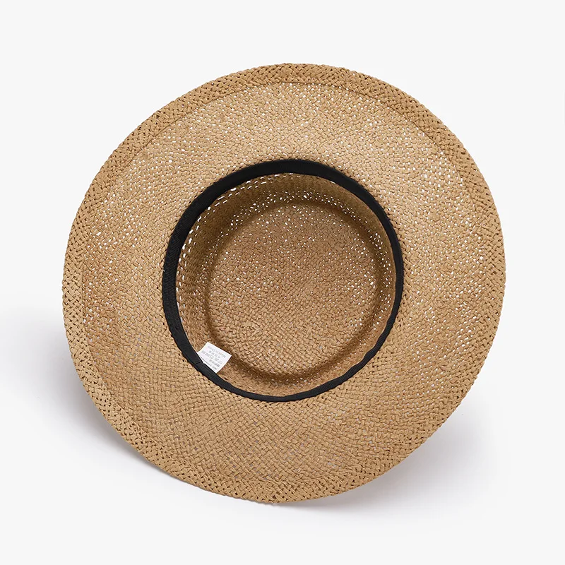 New Arrival Flat Top Straw Hat Hollow Out Breathable Sun Cap Women Men Fashion Simple Beach Vacation Outdoor Shade Caps