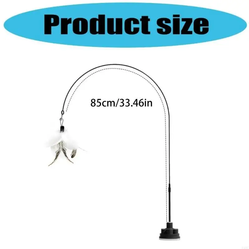 لعبة تفاعلية على شكل عصا دعابة للقطط ذات الريش مع قاعدة كوب شفط للحيوانات الأليفة الملل #6