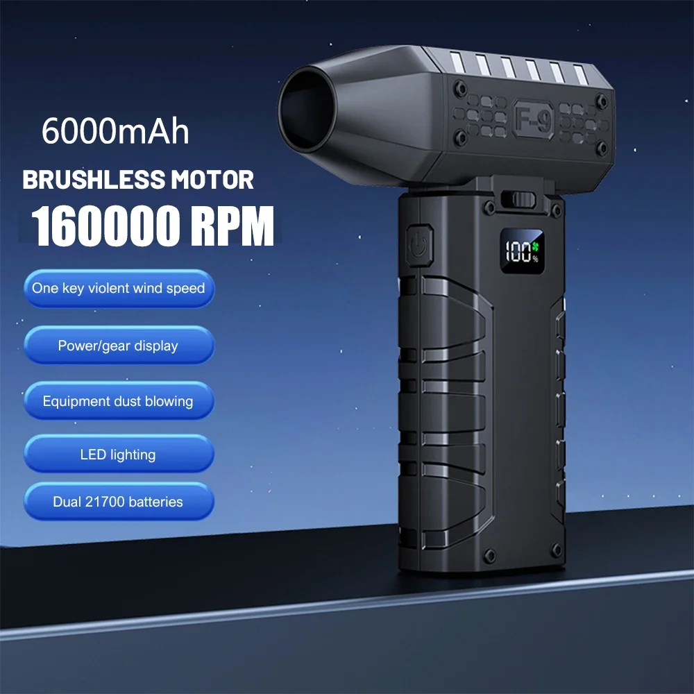 350000 RPM 8000mAh Pocket Dust Blower Mini Turbo Jet Fan Rechargeable 58m/s Turbo Violent Fan Powerful Blower for Cleaning