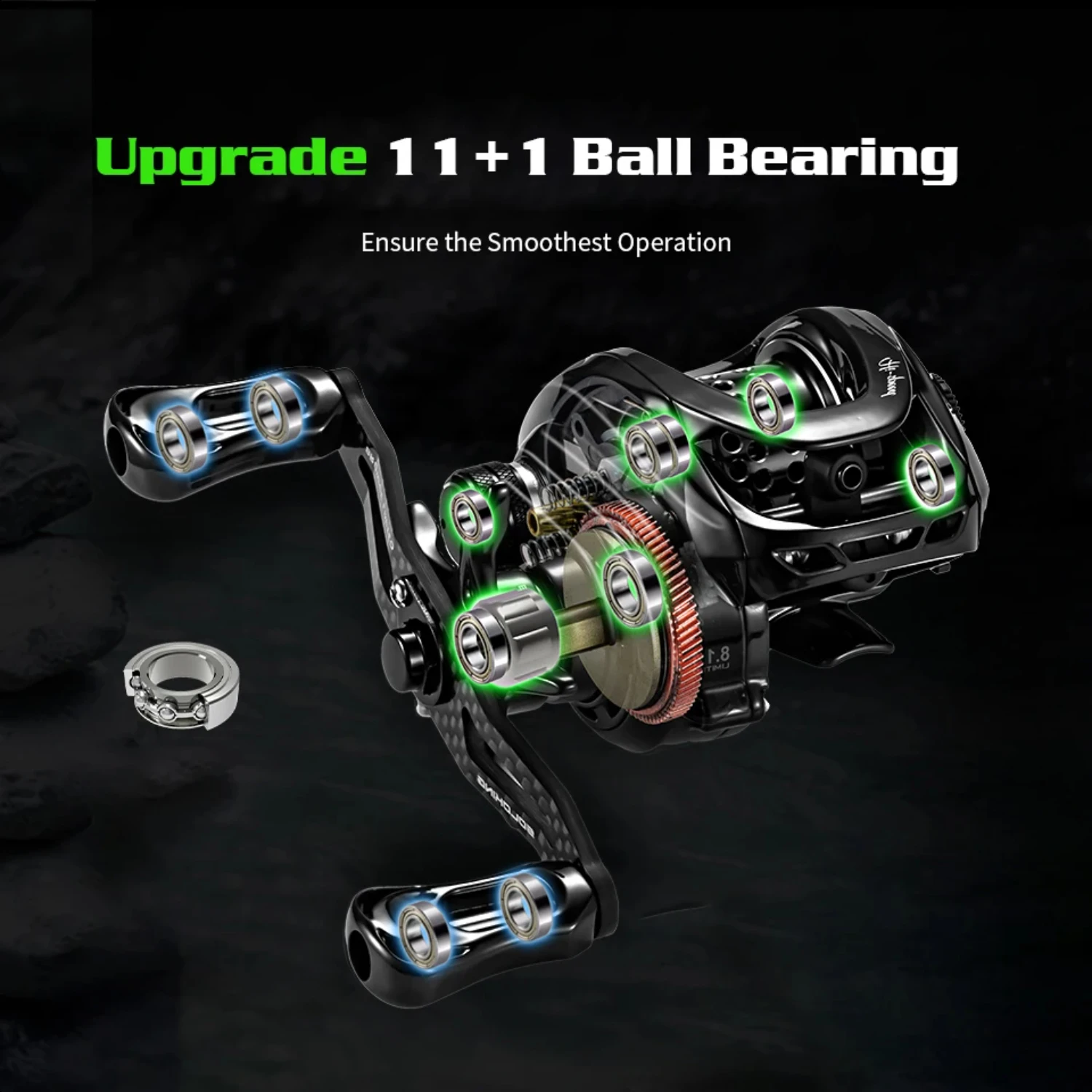 Sleek and Lightweight BMC100 Baitcasting Reel with Ultimate High Speed 8.1:1 Gear Ratio for Precision Fishing. Featuring Efficie