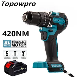 Brushless Electric Hammer Impact Drill, Cordless, Chuck, Recarregável, Ferramentas eléctricas, 13mm, Bateria 18V, 35 + 3 Torque